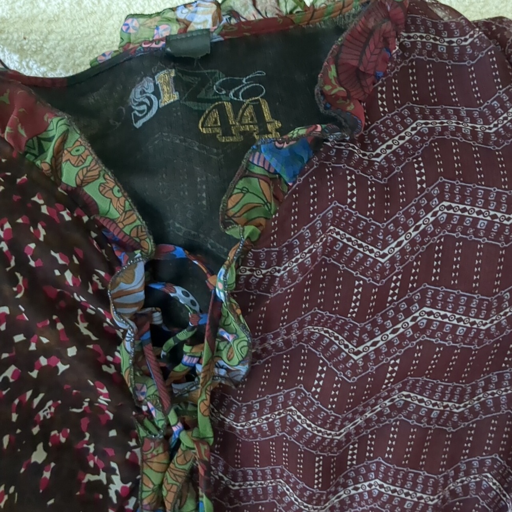 Mini dress, medium size, adorable shoelace neckline and vintage style fabrics